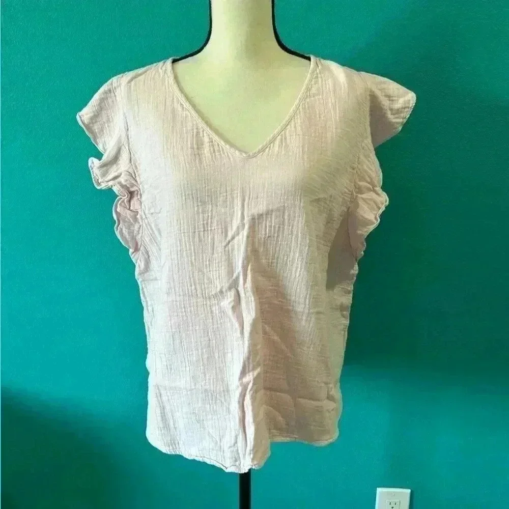 Caslon pink short sleeve top in size large - Picture 1 of 4